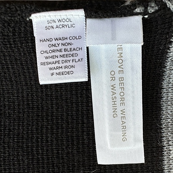 LOFT | WOOL BLEND GREY & BLACK COLOR BLOCK KNIT SKIRT ZIPPER BACK | SMALL - Picture 2 of 8